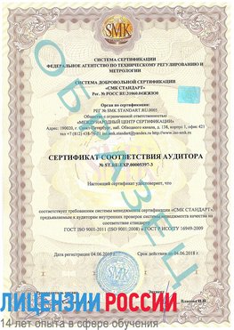 Образец сертификата соответствия аудитора №ST.RU.EXP.00005397-3 Находка Сертификат ISO/TS 16949